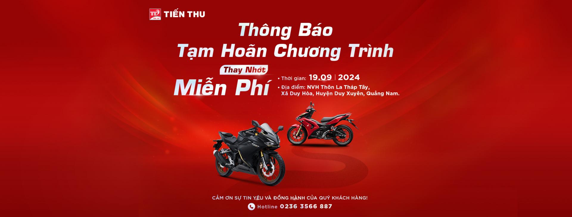 Tạm Hoãn Chương Trình Tri Ân Khách Hàng, Thay Nhớt Miễn Phí Ngày 19.09.2024