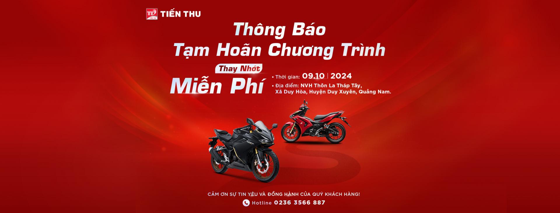 Tạm Hoãn Chương Trình Tri Ân Khách Hàng, Thay Nhớt Miễn Phí Ngày 09.10.2024