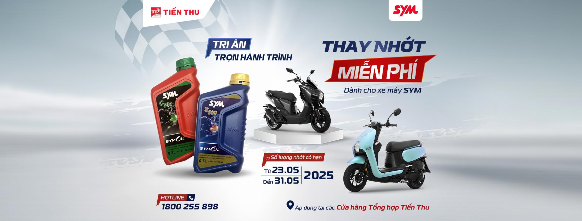 Tri Ân Trọn Hành Trình - Thay Nhớt Miễn Phí Xe SYM